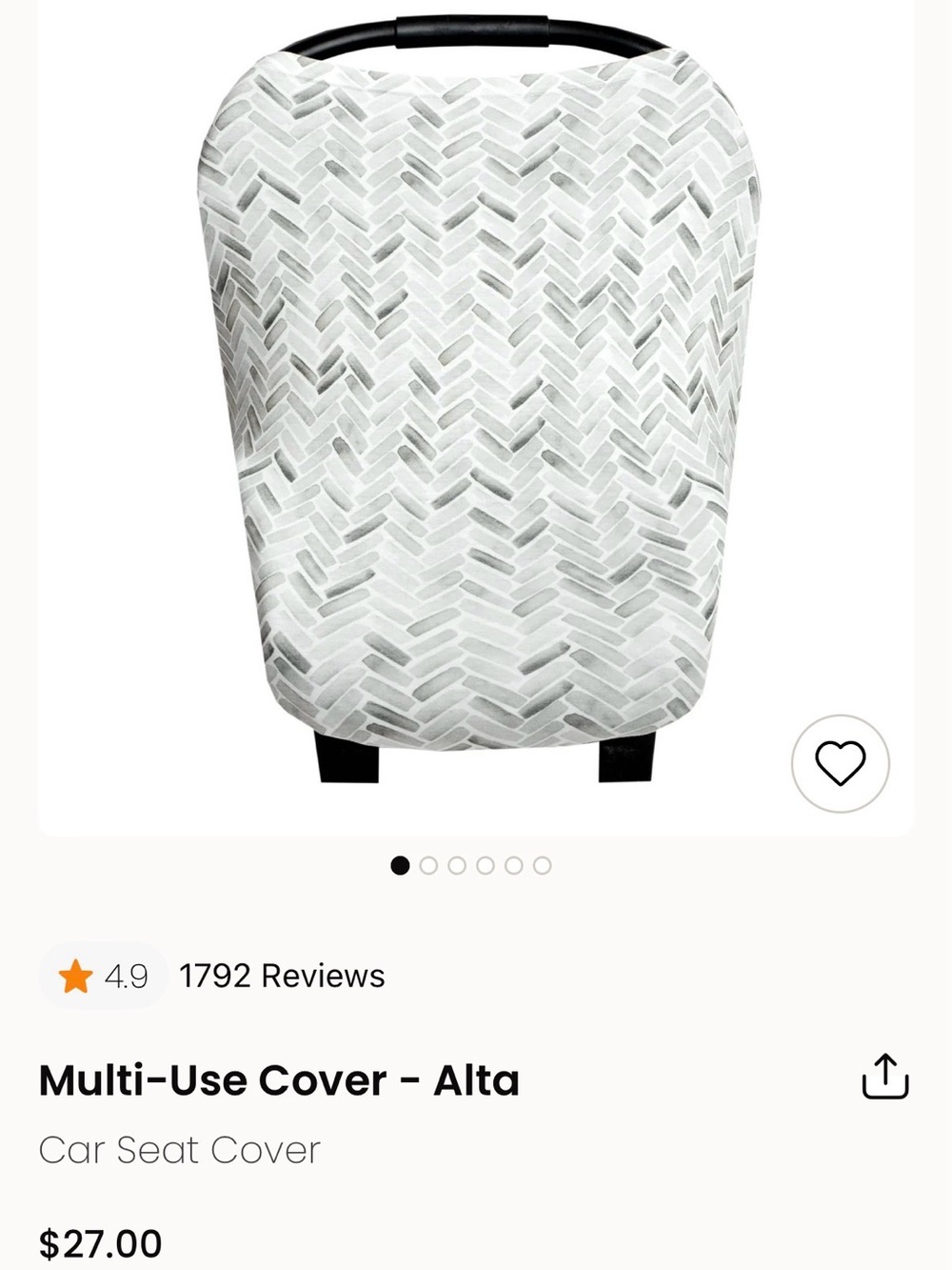 Copper Pearl Multi-Use Car Seat nursing cover Cover - in Alta